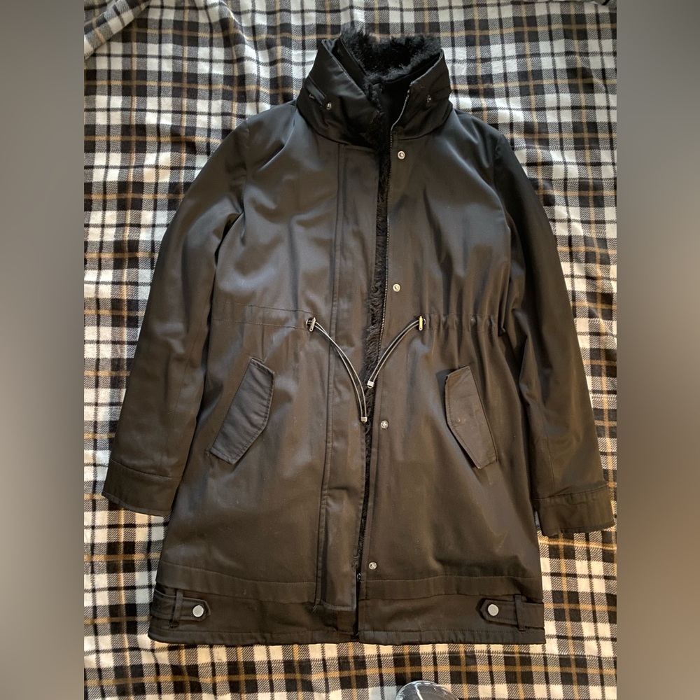 Zara XS Women's Black jacket Parka Coat with hood